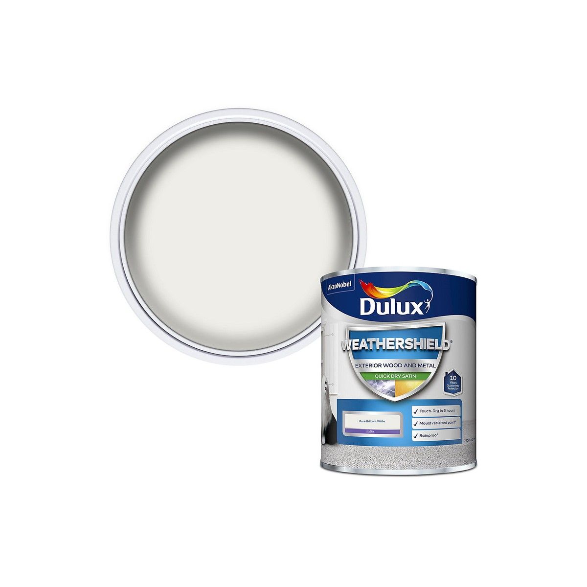 DULUX WEATHERSHIELD EXTERIOR SATIN B/WHITE 750ml 5091521