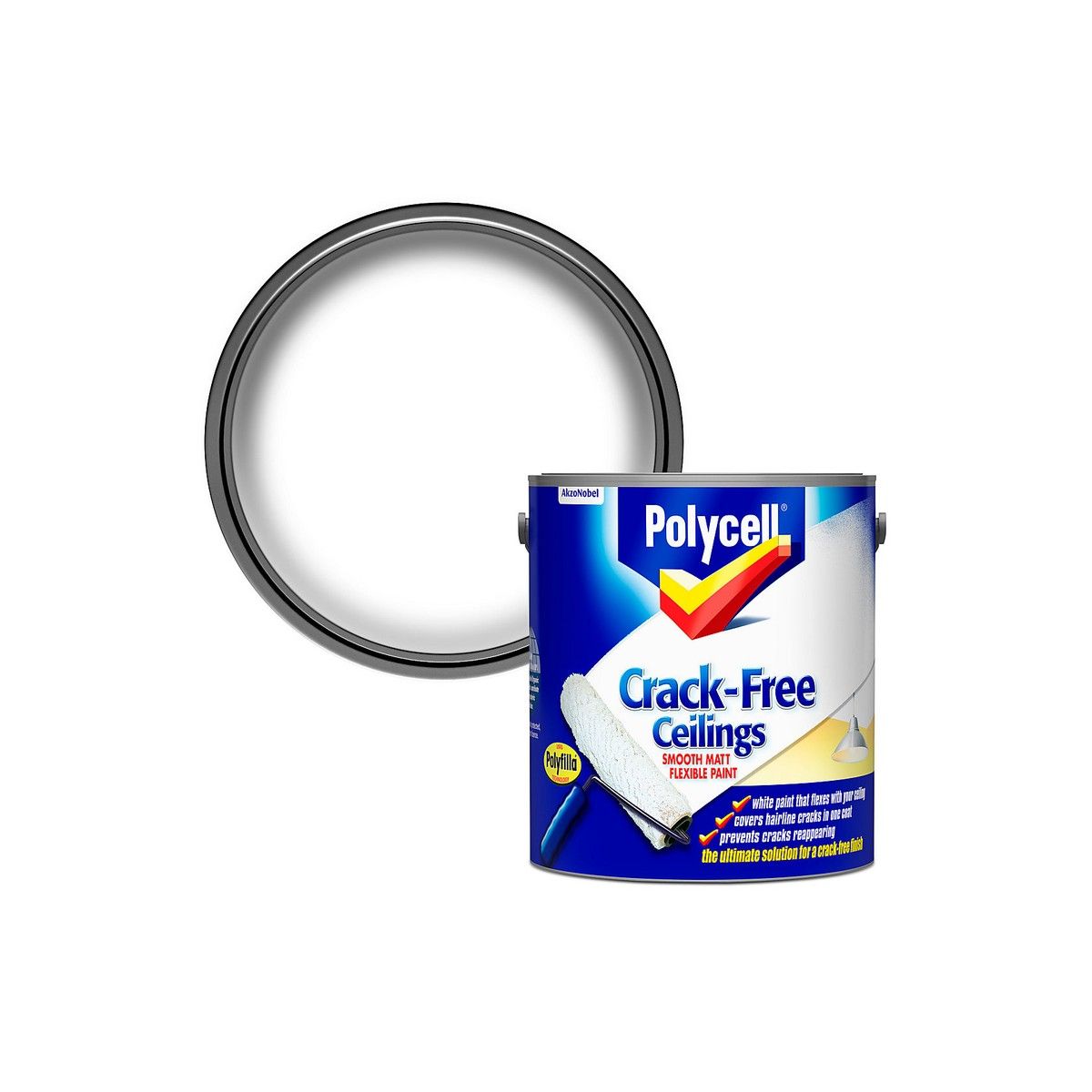 POLYFILLA SMOOTH MATT CRACK FREE CEILINGS PAINT 2.5l TUB 5084975
