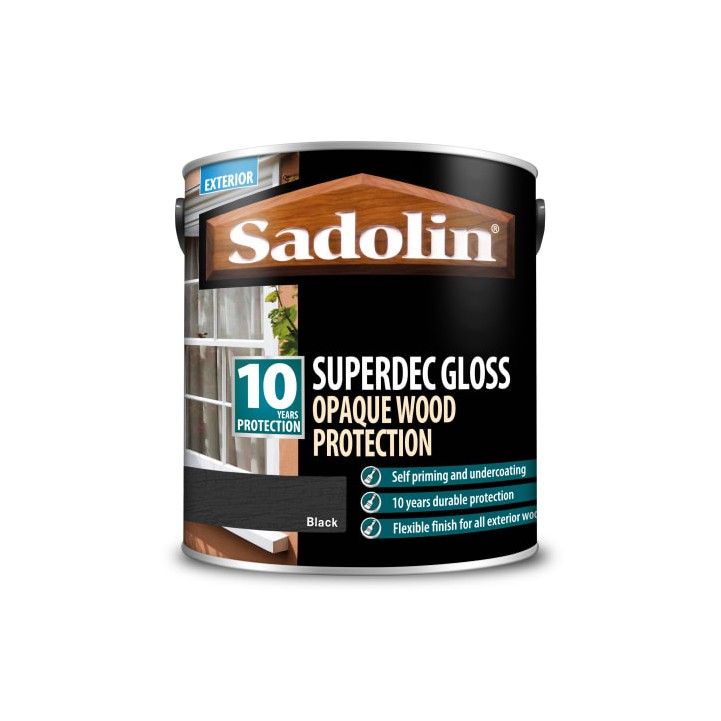 SADOLIN SUPERDEC OPAQUE WOOD STAIN 2.5l BLACK GLOSS 5028854
