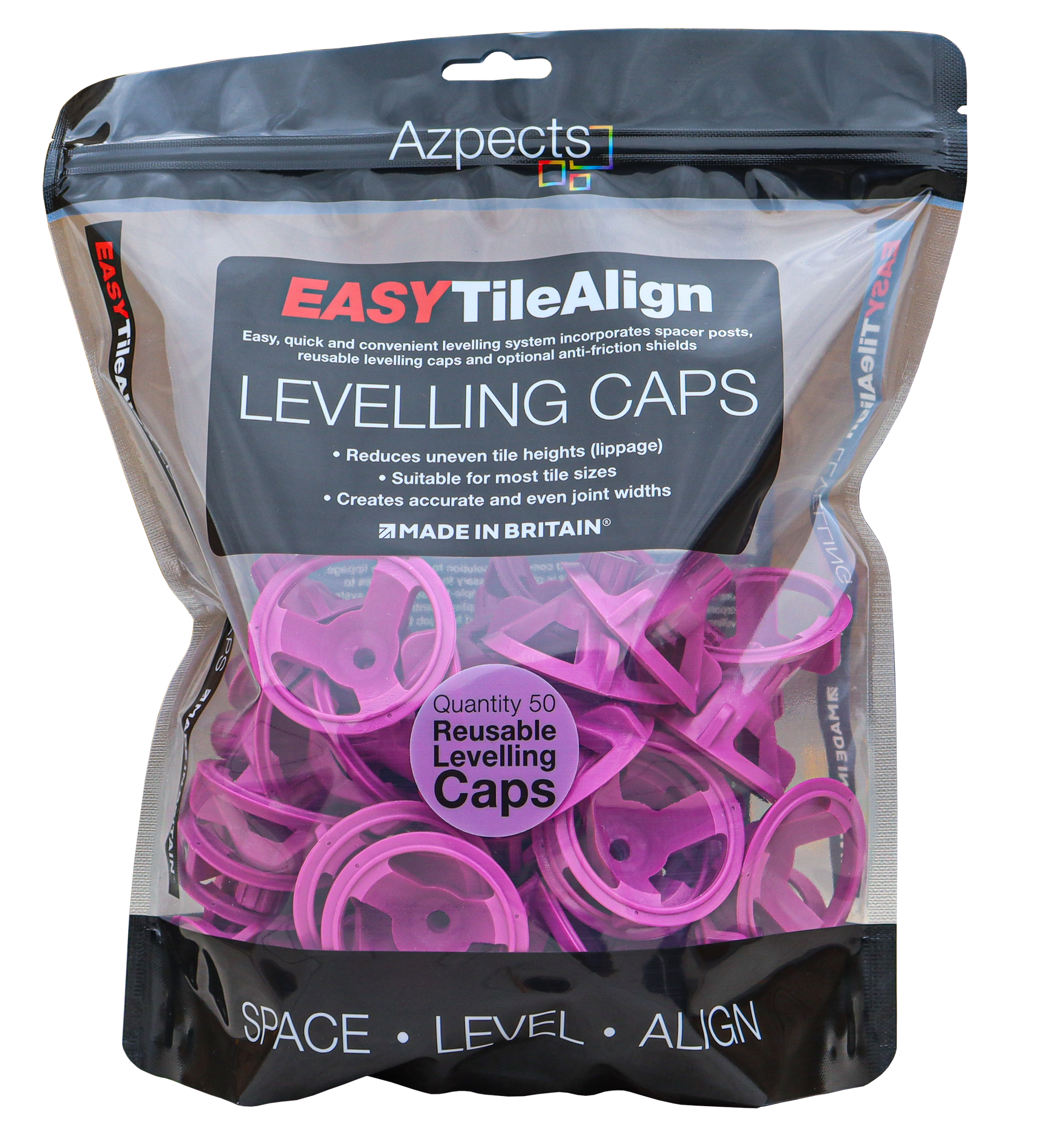 AZPECTS (DTS) EASYSCAPE EASYTILEALIGN LEVELLING CAPS PACK (50) PURPLE 6510