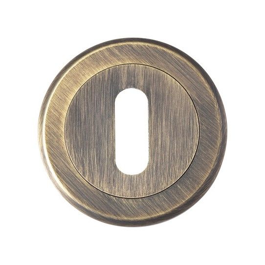 SEROZZETTA ESCUTCHEON LOCK PROFILE CONCEALED FIX THREADED ROUND ROSE BOXED ANTIQUE BRASS SZM003AB