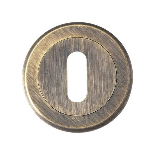 SEROZZETTA ESCUTCHEON LOCK PROFILE CONCEALED FIX THREADED ROUND ROSE BOXED ANTIQUE BRASS SZM003AB