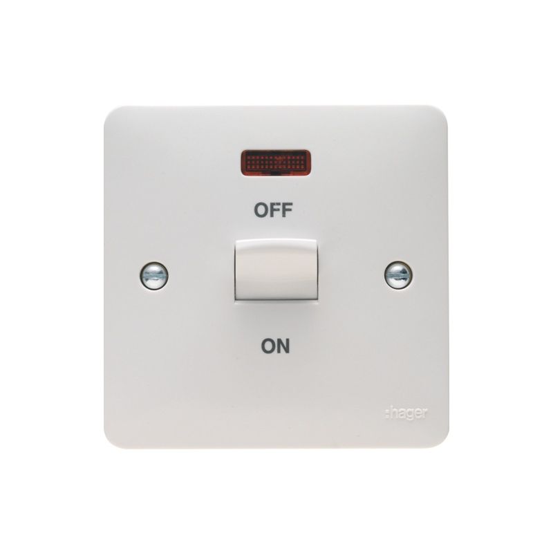HAGER WMDP50N 50A DP SWITCH 1G WITH LED INDICATOR