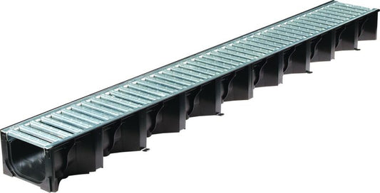ACO HEXDRAIN A15 CHANNEL 129 x 80 x 1000mm C/W GALV GRATING 19313