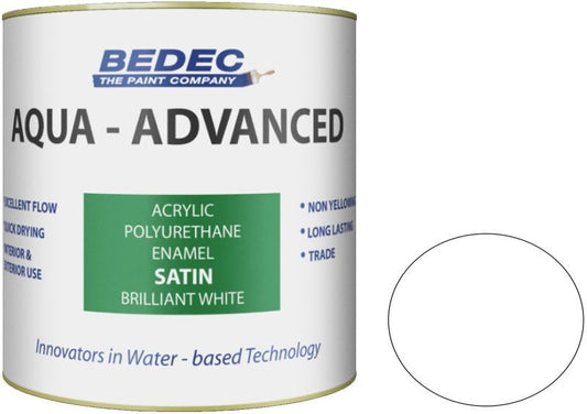 BEDEC AQUA ADVANCED ACRYLIC SATIN 1l BRILLIANT WHITE BEDE2QB0002/38