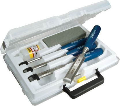 STANLEY STA016130 4 PIECE CHISEL SET WITH OIL STONE