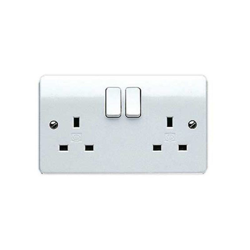 WEW 2-GANG DOUBLE POLE SWITCHED SOCKET 13a WHITE K2747WHI
