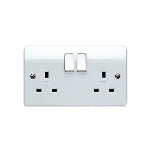 WEW 2-GANG DOUBLE POLE SWITCHED SOCKET 13a WHITE K2747WHI