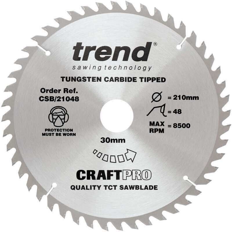 TREND CSB/21048 MEDIUM FINISH TCT CIRCULAR SAW BLADE 48TX30X210MM