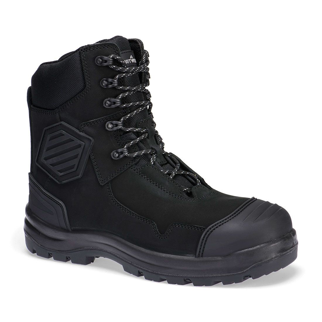 Composite Leather Shin Boot S3S HRO FO SC HI CI AN LG SR, 38, R, Black