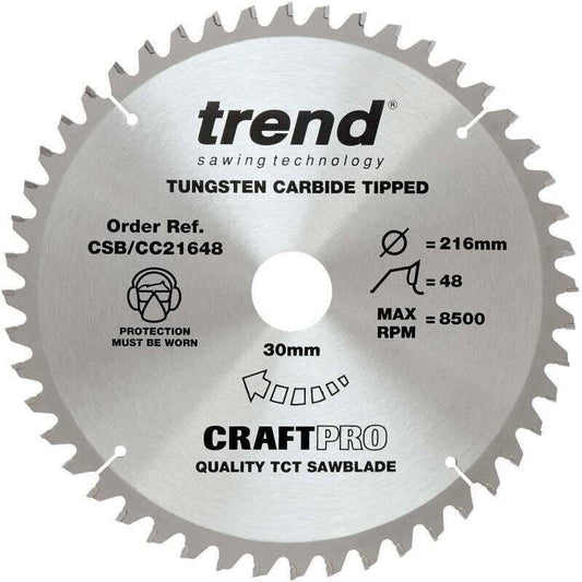 TREND CSB/CC21648 CRAFT BLADE CC 216MM X 48T X 30MM
