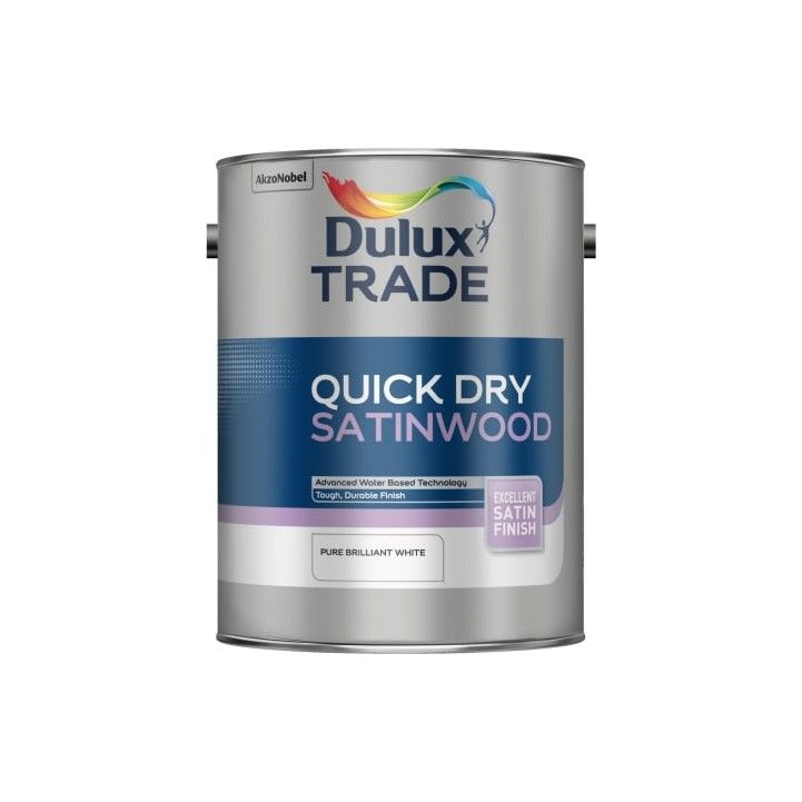 DULUX TRADE QUICK DRYING SATINWOOD 5l PURE BRILLIANT WHITE 5220149