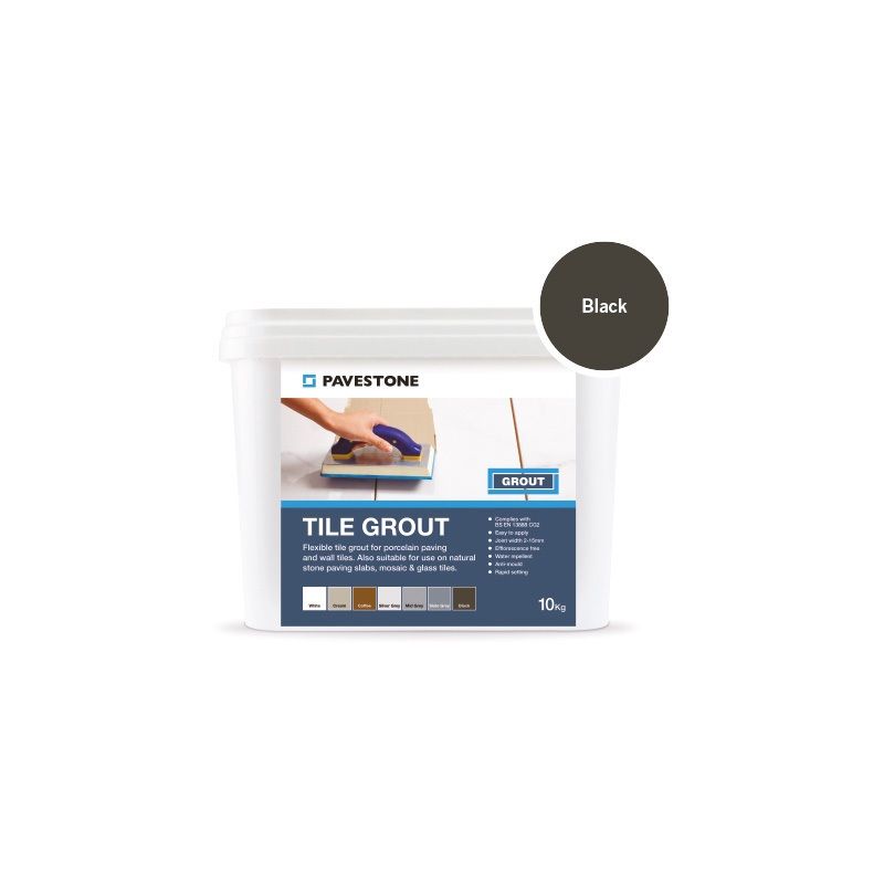 PAVESTONE PORCELAIN TILE GROUT 10kg BLACK 06110004
