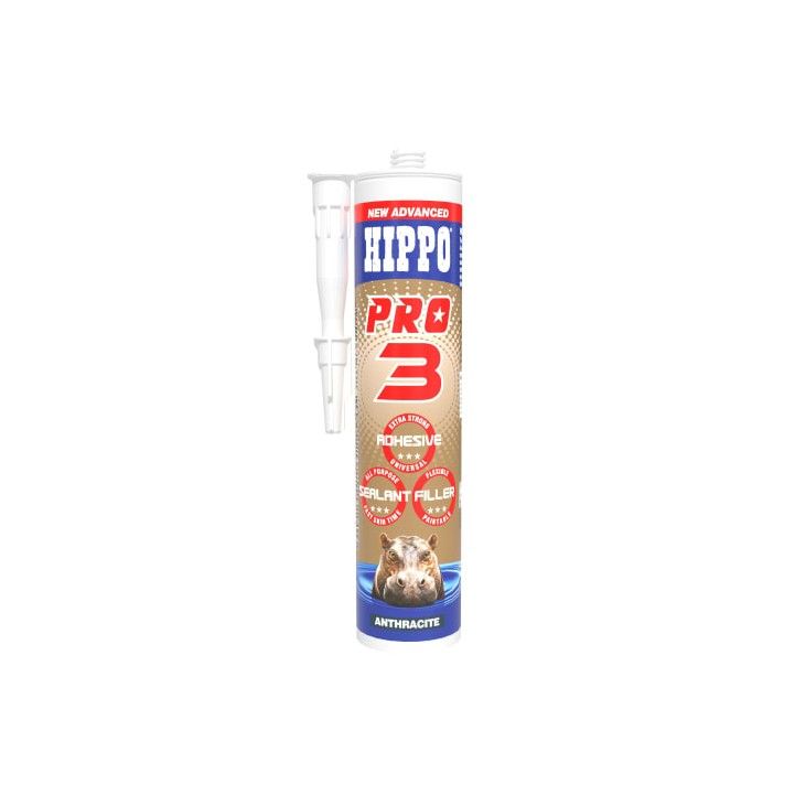 HIPPO PRO3 3-IN-1 ADHESIVE SEALANT FILLER 290ml ANTHRACITE H18548