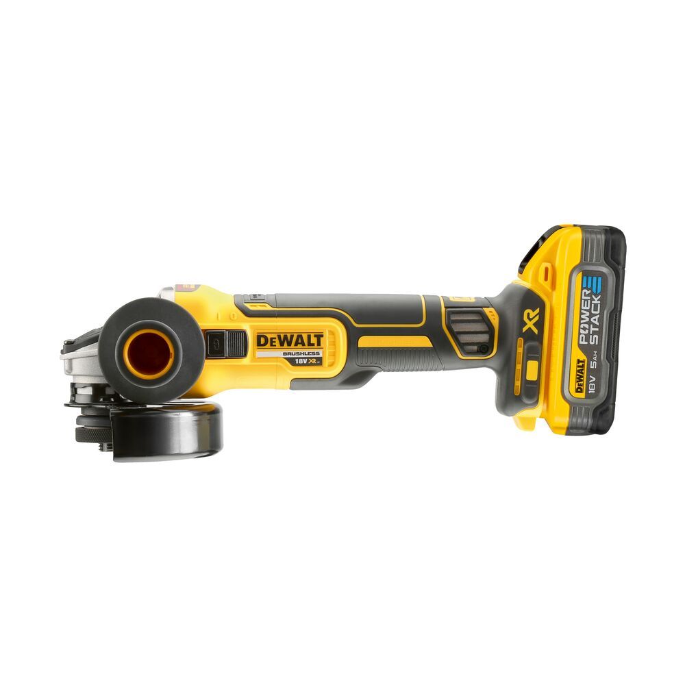 DeWalt 18V Powerstack Brushless Angle Grinder 2 x 5.0ah Li-ion Batteries | DCG409H2T-GB