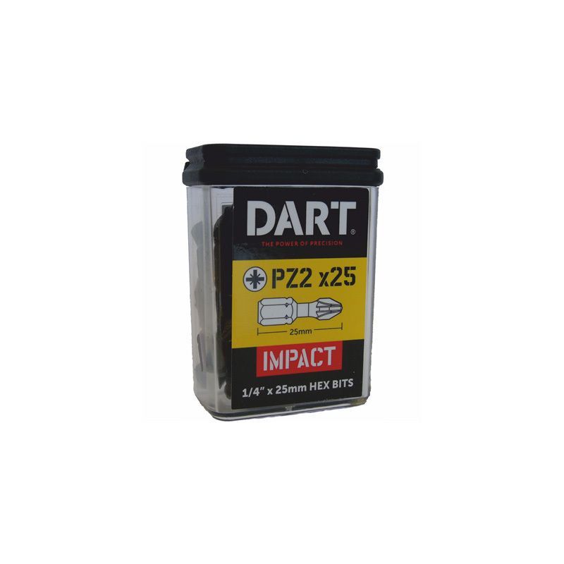 DART DDIPZ2-25 POZI IMPACT DRIVER BITS Pz2 x 25mm (PACK 25)