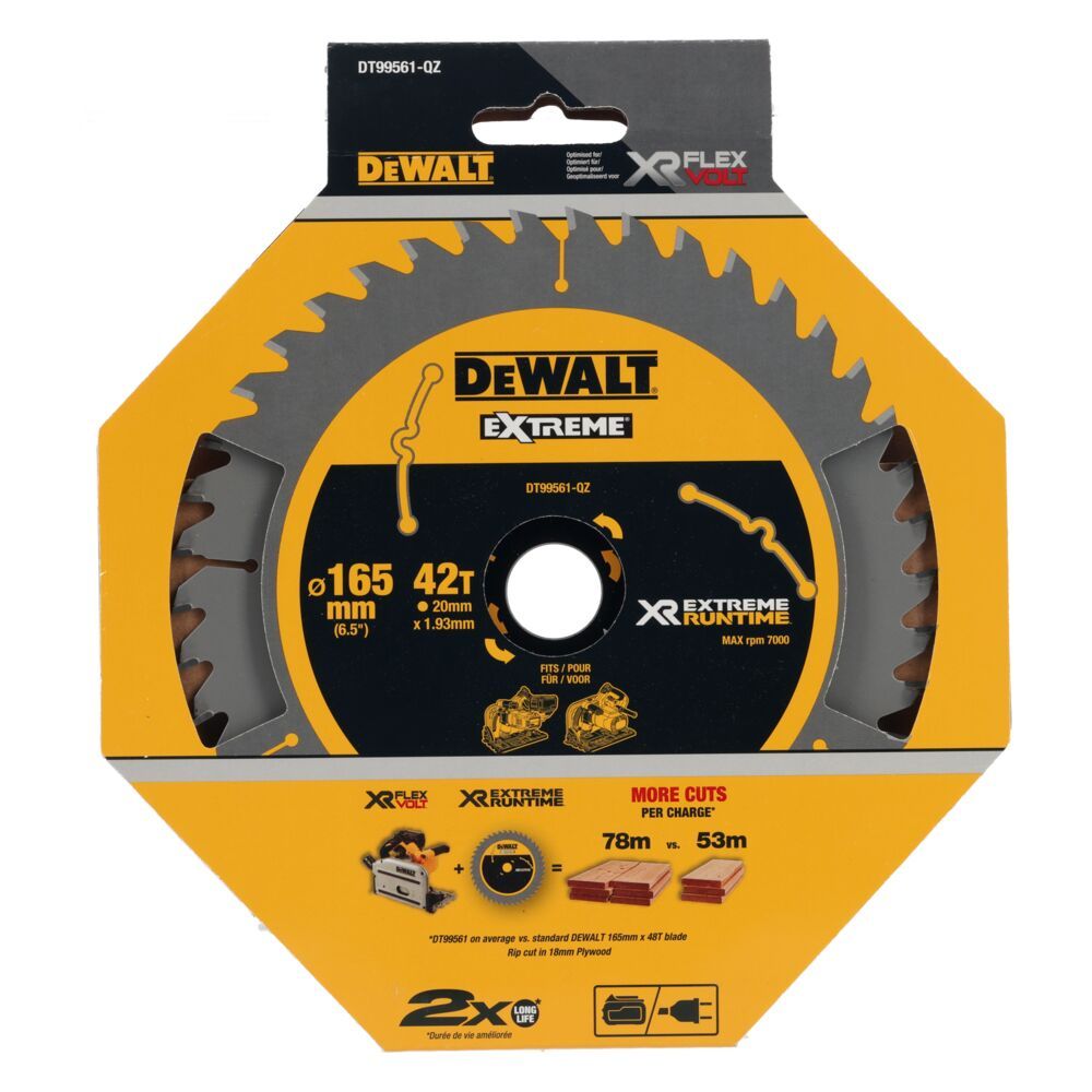 DEWALT DT99561 FLEXVOLT EXTREME RUNTIME BLADE 42T x 20 x 165mm
