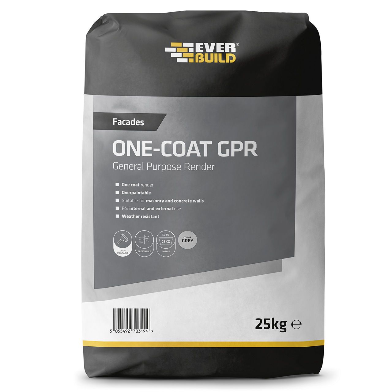 Everbuild One Coat General Purpose Render 25Kg FACGPRGY25