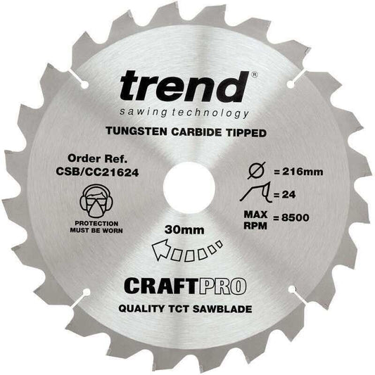 TREND CSB/CC21624 CRAFT BLADE CC 216MM X 24T X 30MM
