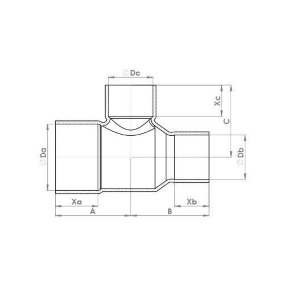FLOWFLEX END FEED REDUCING TEE 22 x 15 x 22mm 5130R.222215
