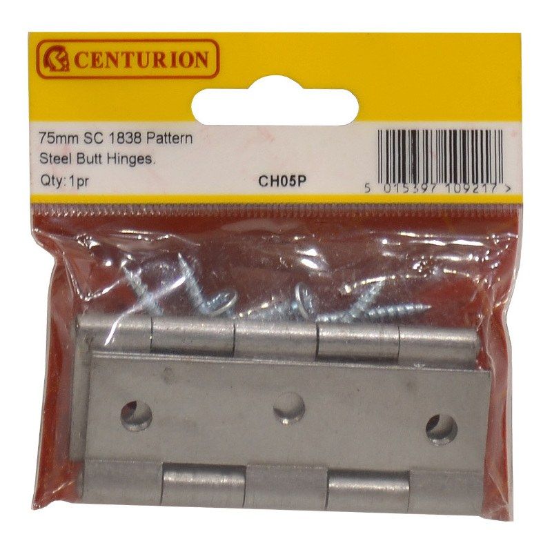CENTURION CH05P SELF COLOUR 1838 PATTERN STEEL BUTT HINGE 75mm