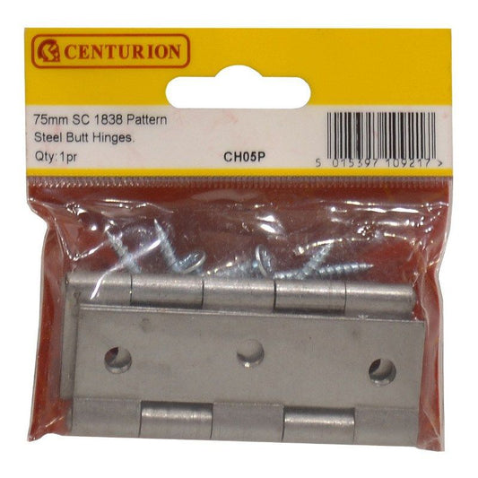 CENTURION CH05P SELF COLOUR 1838 PATTERN STEEL BUTT HINGE 75mm
