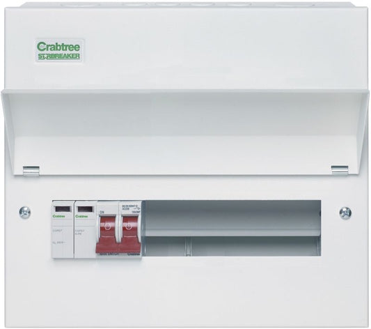 CRABTREE 508/2BS 8-WAY CONSUMER UNIT MAIN SWITCH 100a WITH SPD