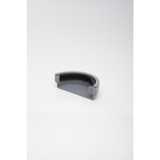 POLYPIPE RAINWATER 112mm HALF ROUND GUTTER STOP END EXTERNAL GREY RR107G