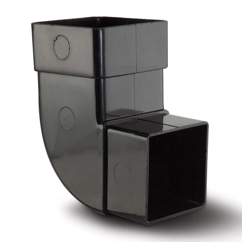 POLYPIPE RAINWATER 65mm x 92.5deg SQUARE OFFSET BEND RS232B BLACK