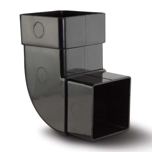POLYPIPE RAINWATER 65mm x 92.5deg SQUARE OFFSET BEND RS232B BLACK