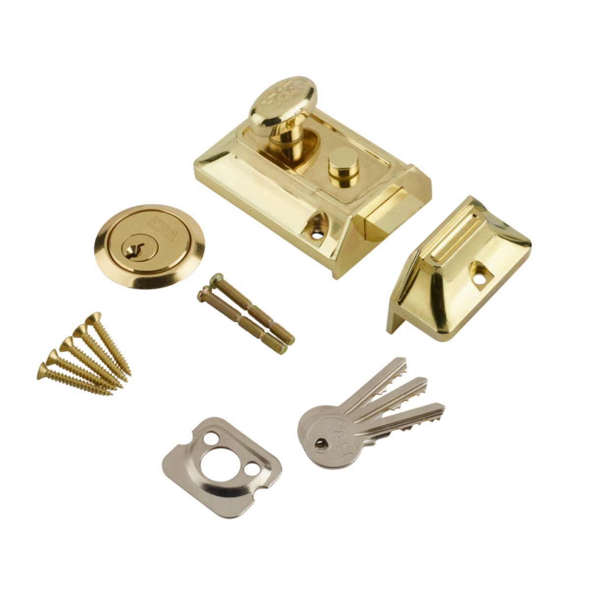 ERA TRAD NIGHTLATCH DOOR LOCK 60mm BRS CYL 133-81