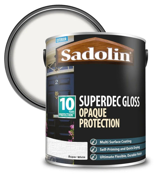 SADOLIN SUPERDEC OPAQUE EXTERIOR GLOSS 5l SUPER WHITE 5028852