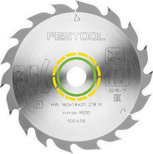 FESTOOL 500458 18TX20X160MM W18 CORDLESS CIRCULAR SAW BLADE FOR HKC55