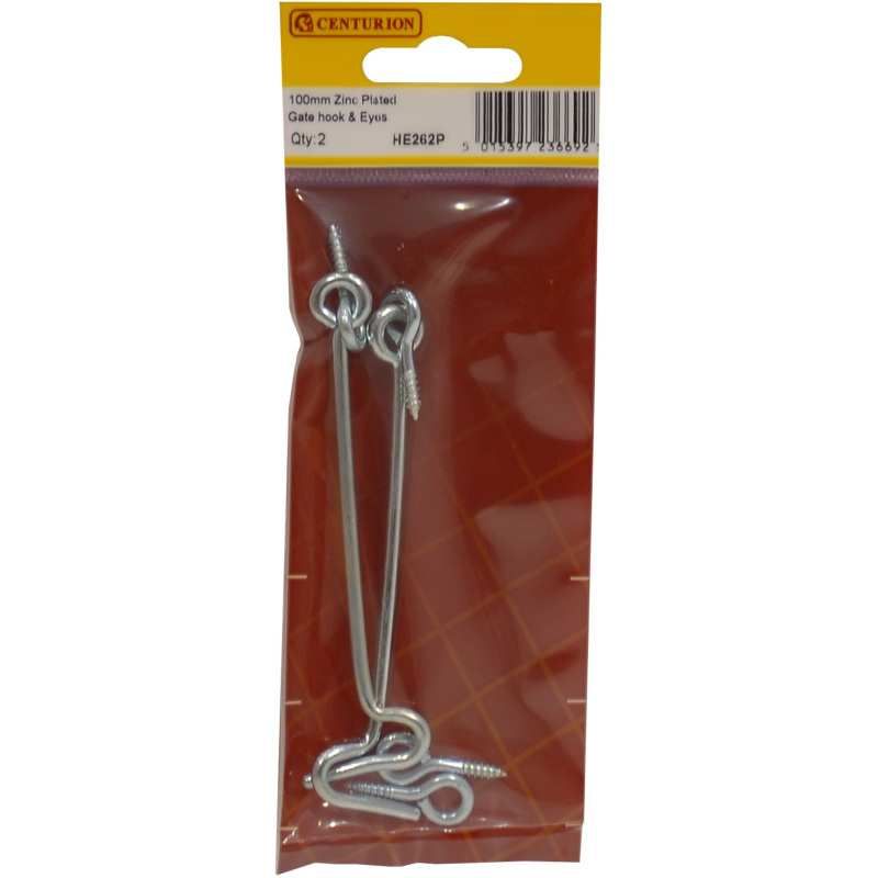 CENTURION HE262P ZINC PLATED 100mm GATE HOOK & EYES PACK