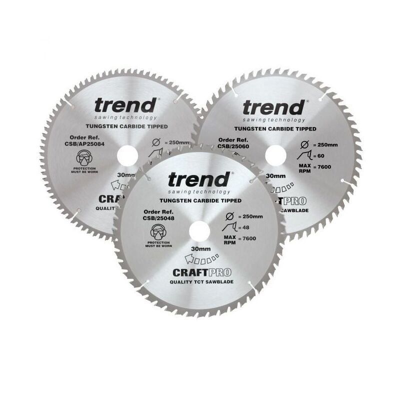 TREND CSB/250/3PK - 250MM DIAMETER CRAFT SAW BLADE TRIPLE PACK