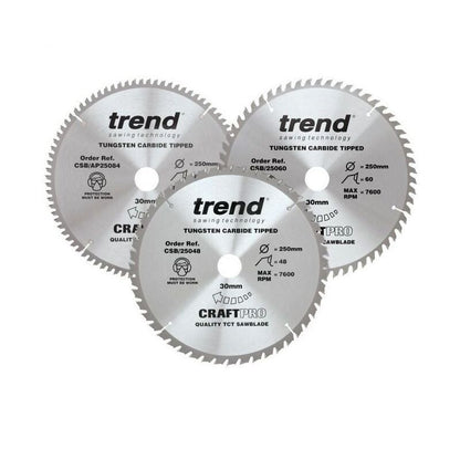 TREND CSB/250/3PK - 250MM DIAMETER CRAFT SAW BLADE TRIPLE PACK