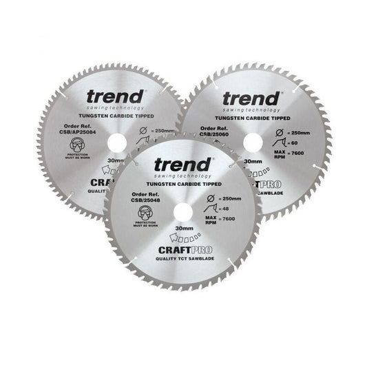 TREND CSB/250/3PK - 250MM DIAMETER CRAFT SAW BLADE TRIPLE PACK