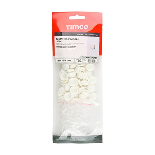 TIMCO PLASTIDOME SCREW CAPS (BAG 100) WHITE WHITEPLAST