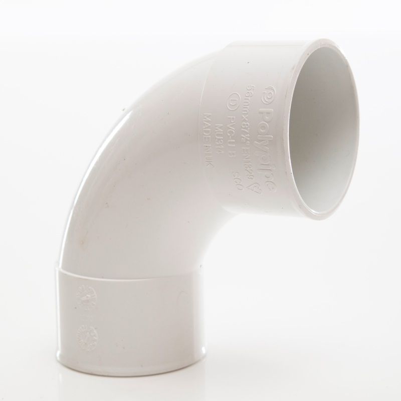 POLYPIPE MUPVC SWEPT BEND 50mm x 92.5deg MU314 MU314W WHITE