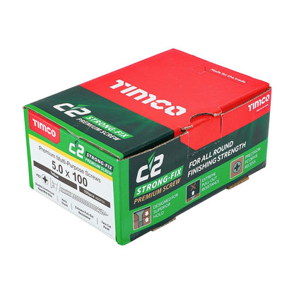 TIMCO STRONG-FIX MULTI-PURPOSE PZ2 CSK SCREWS 5.0 x 100mm (BOX 100) YELLOW 50100C2