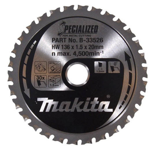 MAKITA B-33526 TCT SAW BLADE FOR METAL 136X20X30T