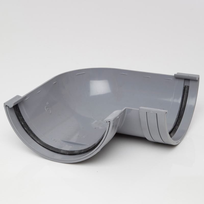 POLYPIPE RAINWATER HALF ROUND 150mm x 90deg RL603G GREY