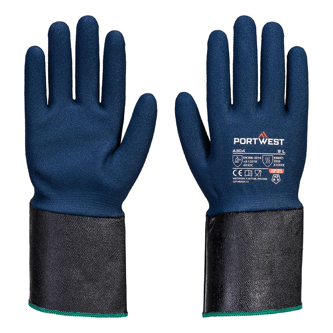Grip C13 Nitrile Foam Extend Cuff Glove, L, R, Grey/Blue