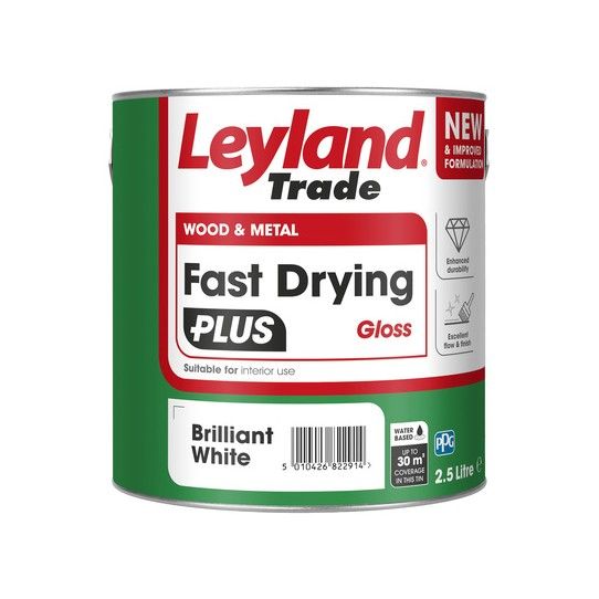 LEYLAND FAST DRYING PLUS GLOSS 2.5l BRILLIANT WHITE 447566