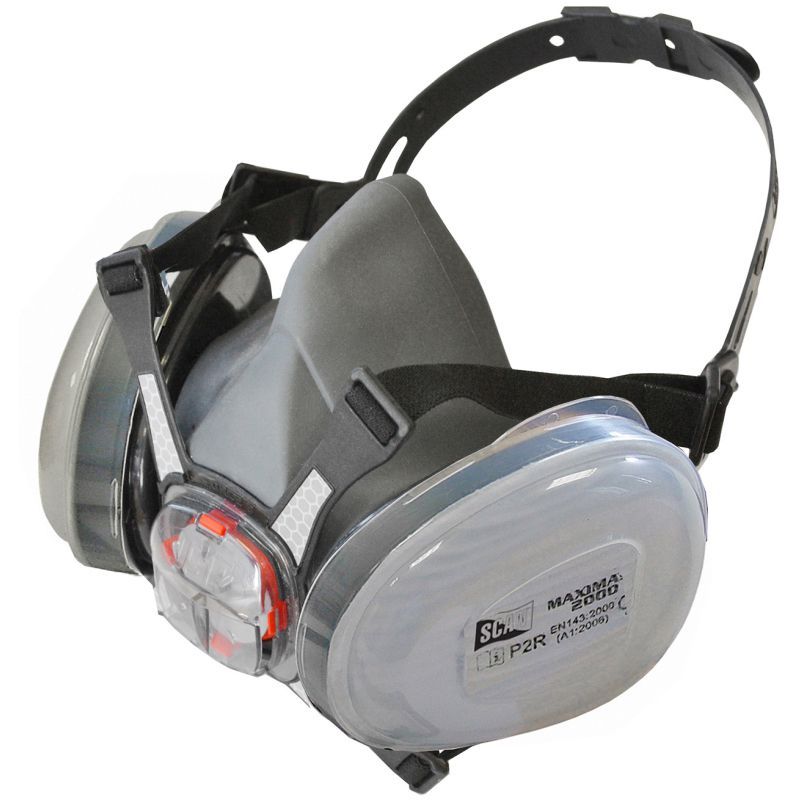 SCAN SCAPPERESPP2 TWIN FILTER TWIN HALF MASK RESPIRATOR & P2 DUST FILTER CARTRIDGES