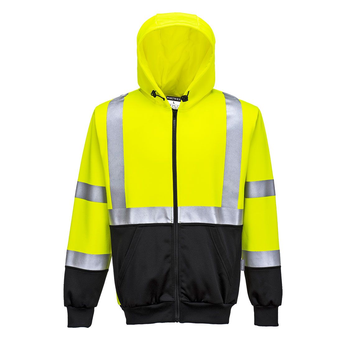 Hi-Vis Contrast Zipped Hoodie, 4XL, R, Yellow/Black