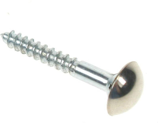 UNIFIX MIRROR SCREW DOMETOP CP BZP 8 x 1.1/4" PACK 4 UB1620