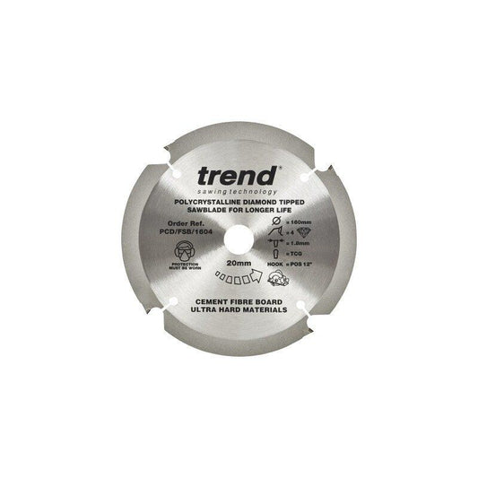 TREND PCD/FSB/1604 PCD FIBRE CEMENT SAW BLADE 4TX20X160MM