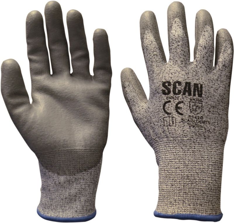 SCAN SCAGLOCUT5 CUT 5 LINER PU GLOVES LARGE GREY