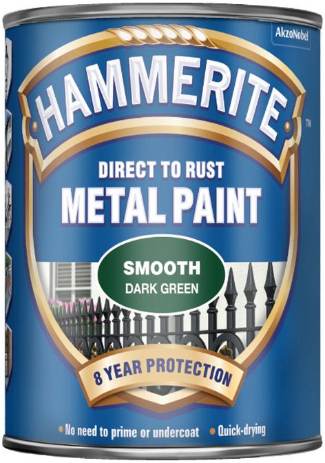 HAMMERITE 2.5L SMOOTH FINISH DIRECT TO RUST METAL PAINT DARK GREEN 5084892